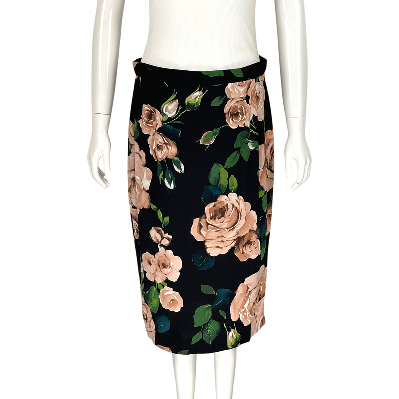 Dolce Gabbana Black Floral Pattern Skirt IT38 - 1