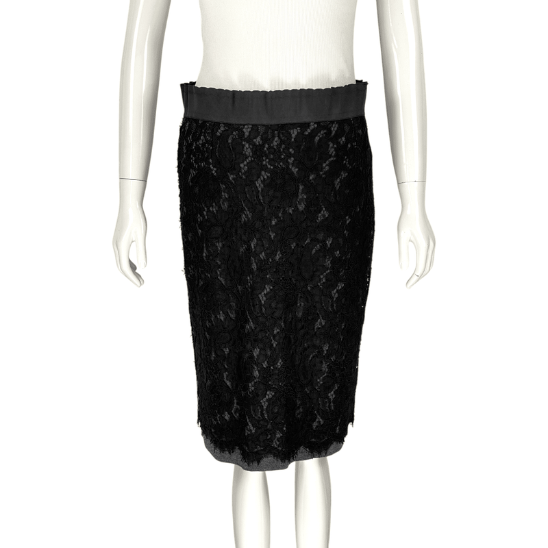 Dolce Gabbana Black Lace Midi Skirt IT44 - 1