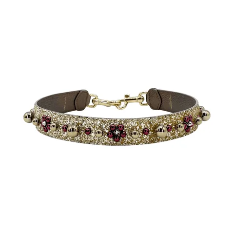 Dolce Gabbana Gold Glitter Stone Embellished Strap - 1