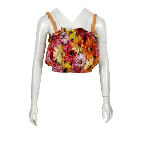 Dolce Gabbana Gerbera Floral Print Poplin Crop Top IT44 - 1