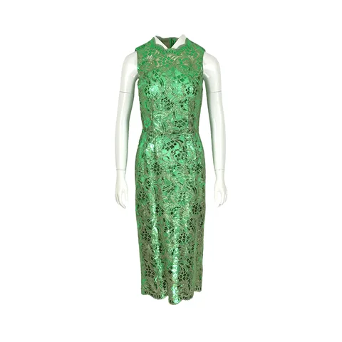 Dolce Gabbana Green Semi Sheer Lace Dress IT40
