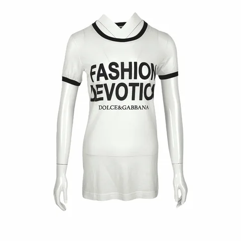 Dolce Gabbana Fashion Devotion Black White Tshirt IT38 - 1