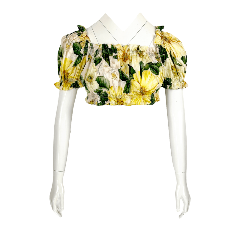 Dolce Gabbana Floral Print Off The Shoulder Crop IT38 - 1
