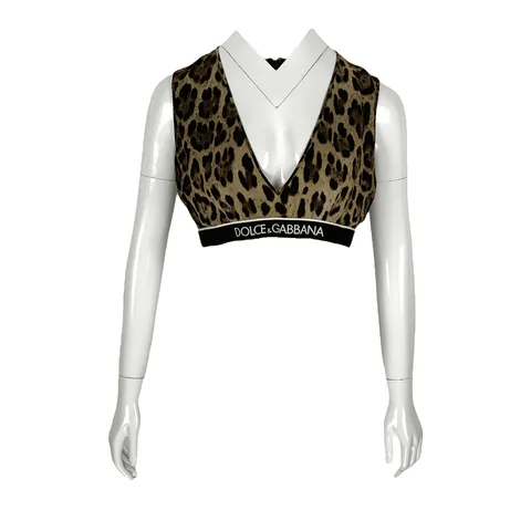 Dolce Gabbana Leopard Print Charmeuse Top IT46