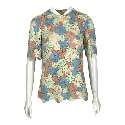 Dolce Gabbana Multicolor Pastel Floral Lace Blouse IT40