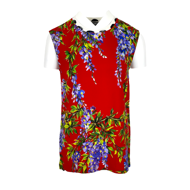 Dolce Gabbana Multicolored Crepe Floral Polka Dot Printed Top IT38 - 1