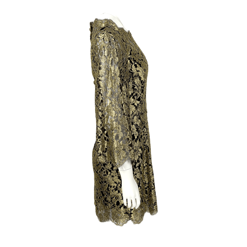 Dolce Gabbana Swarovski Crystal Embellished Metallic Lace Mini Dress IT40 - 2
