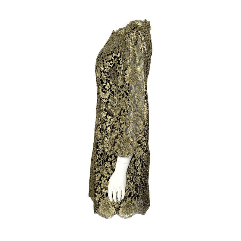 Dolce Gabbana Swarovski Crystal Embellished Metallic Lace Mini Dress IT40 - 3