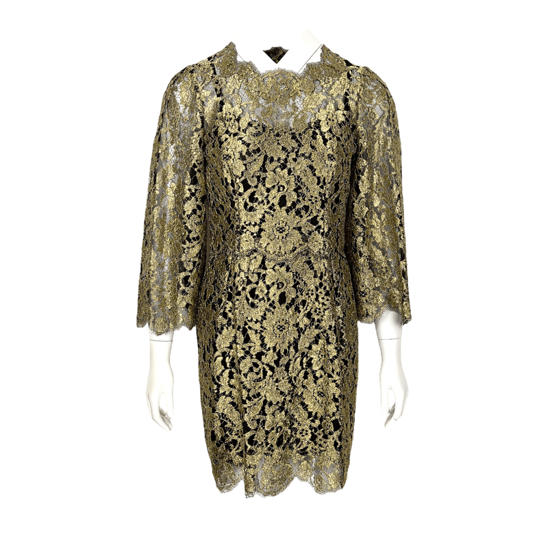Dolce Gabbana Swarovski Crystal Embellished Metallic Lace Mini Dress IT40 - 1
