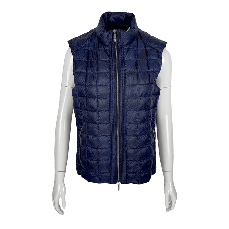 Etro Navy Blue Black Pattern Puffer Waistcoat M - 1