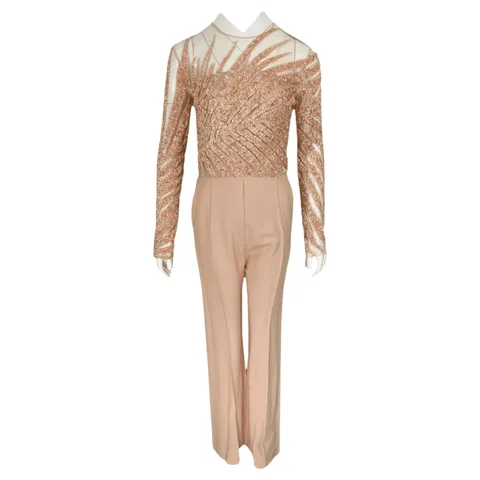 Elie Saab Powder Embroidered Jumpsuit 38 - 1