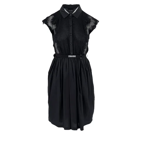 Ermanno Scervino Black Lace Sleeveless Dress IT40