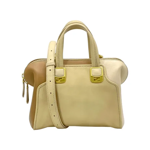 Fendi Beige Brown Leather Small Chameleon Tote Bag - 1