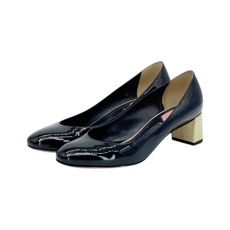 Fendi Black Beige Patent Leather Pumps 36 - 1