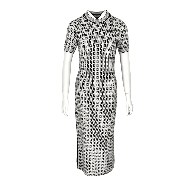 Fendi Black White FF Logo Embroidered Dress IT42 - 1