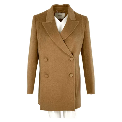 Fendi Camel Double Breasted Coat IT38 - 1