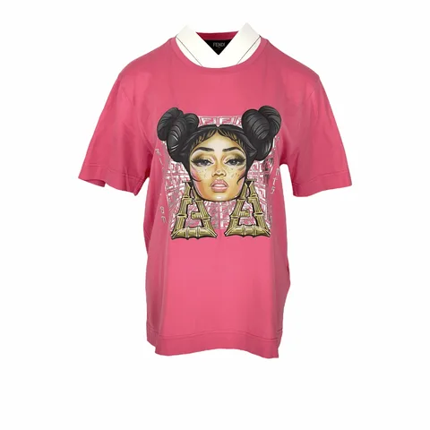 Fendi Pink Nicki Minaj Print Tshirt XS