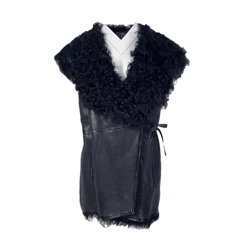 Fontana Couture Navy Blue Fur Waistcoat IT42 - 1