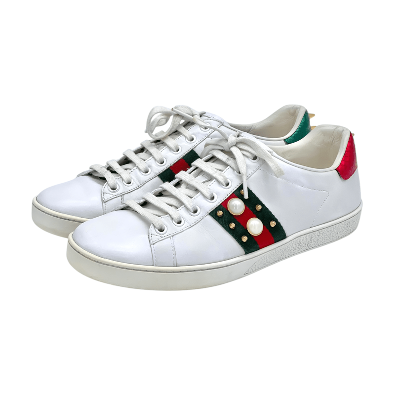 Gucci Ace Studded Pearl Sneakers 39 - 1
