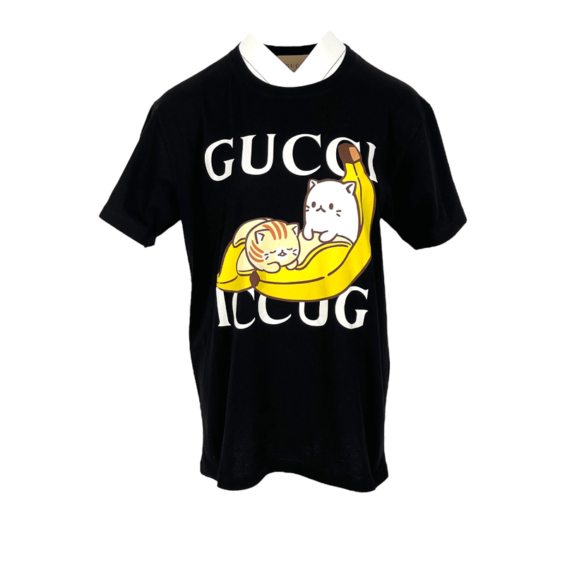 Gucci Black Cotton Banana Cat Tshirt XS - 1
