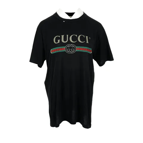 Gucci Black Cotton Jersey Oversize Logo Tshirt S - 1