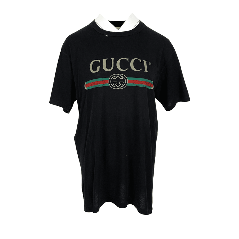Gucci Black Cotton Jersey Oversize Logo Tshirt S - 1