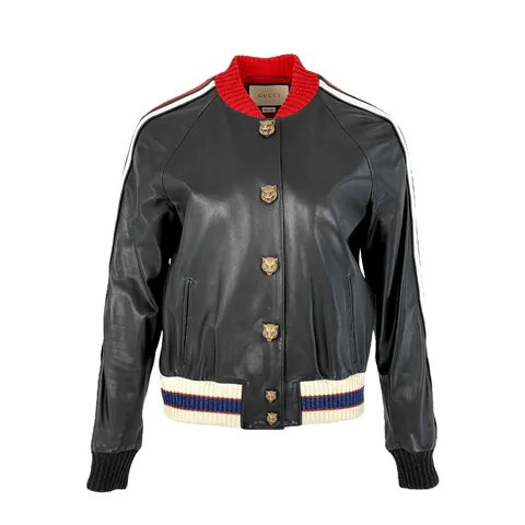 Gucci Black Leather Bomber Jacket IT44 - 1