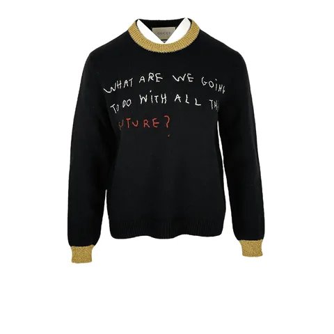 Gucci Coco Capitan Embroidered Black Wool Sweater S