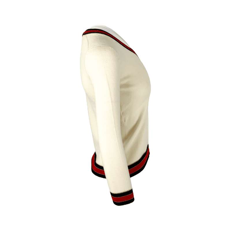 Gucci Ecru Knitted V Neck Sweater XS - 2