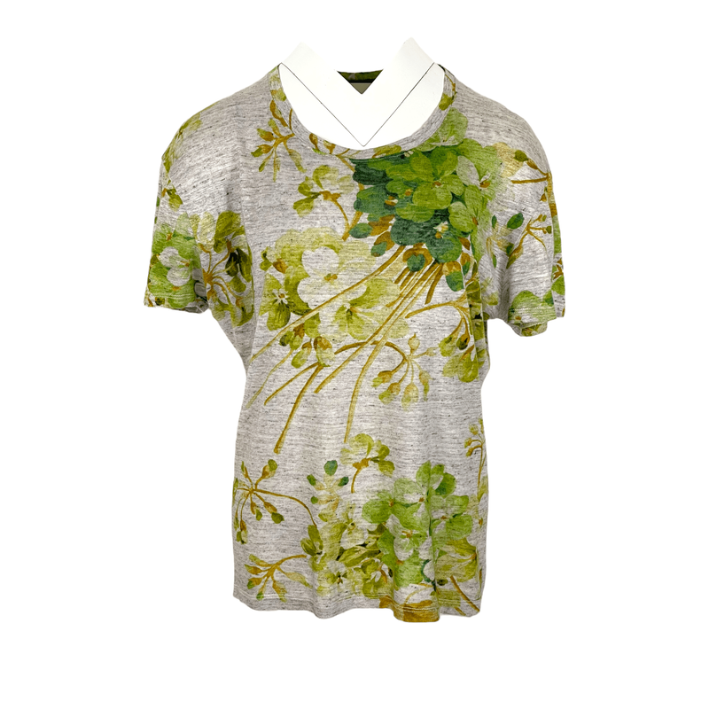 Gucci Green Floral Printed Roundneck Grey Tshirt - 1