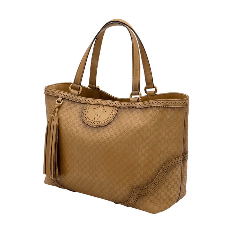 Gucci Light Brown Microguccissima Brogue Leather Large Duilio Tote Bag - 2