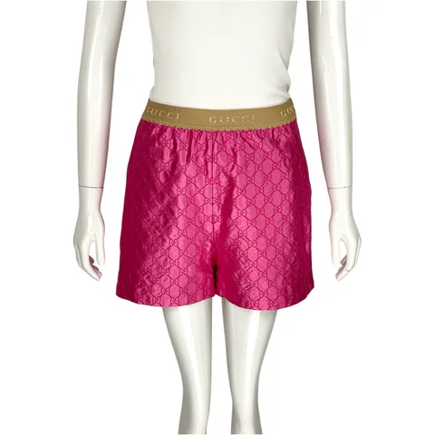 Gucci Pink GG Embroidered Silk Shorts IT42 - 1