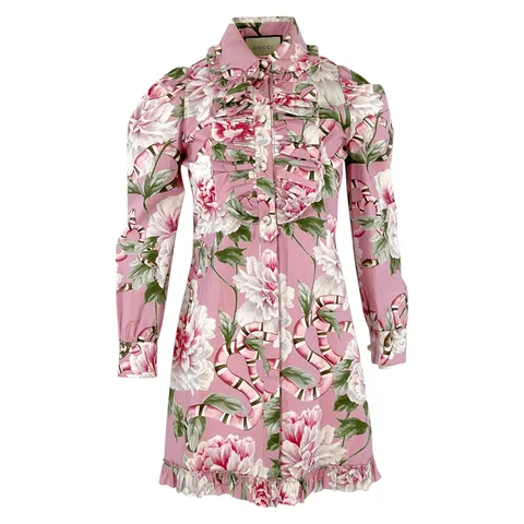 Gucci Pink Floral Print Mini Dress 36 - 1