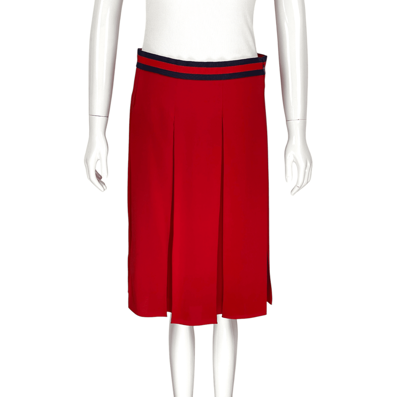 Gucci Red Pleated Silk Skirt IT40 - 1