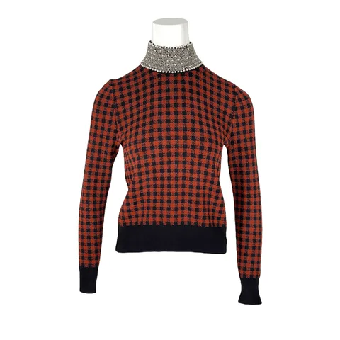 Ganni Loras Plaid Sweater Smoked Paprika XS - 1