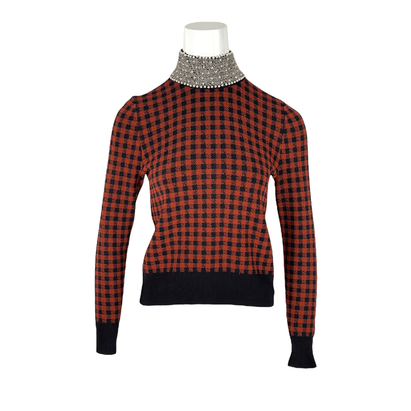 Ganni Loras Plaid Sweater Smoked Paprika XS - 1