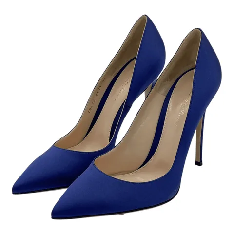 Gianvito Rossi Navy Blue Satin Stiletto 41