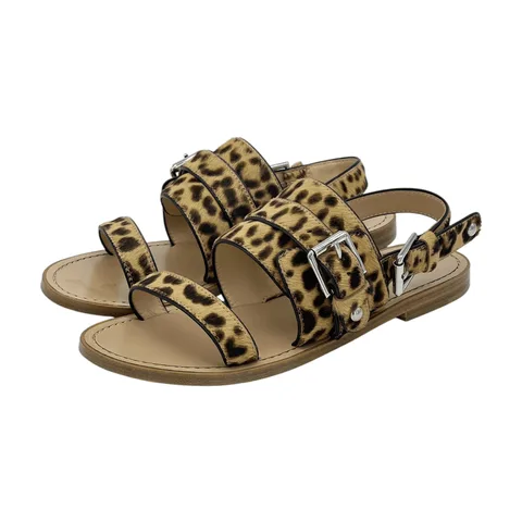 Gianvito Rossi Double Band Leopard Print Flat Sandals 36 - 1