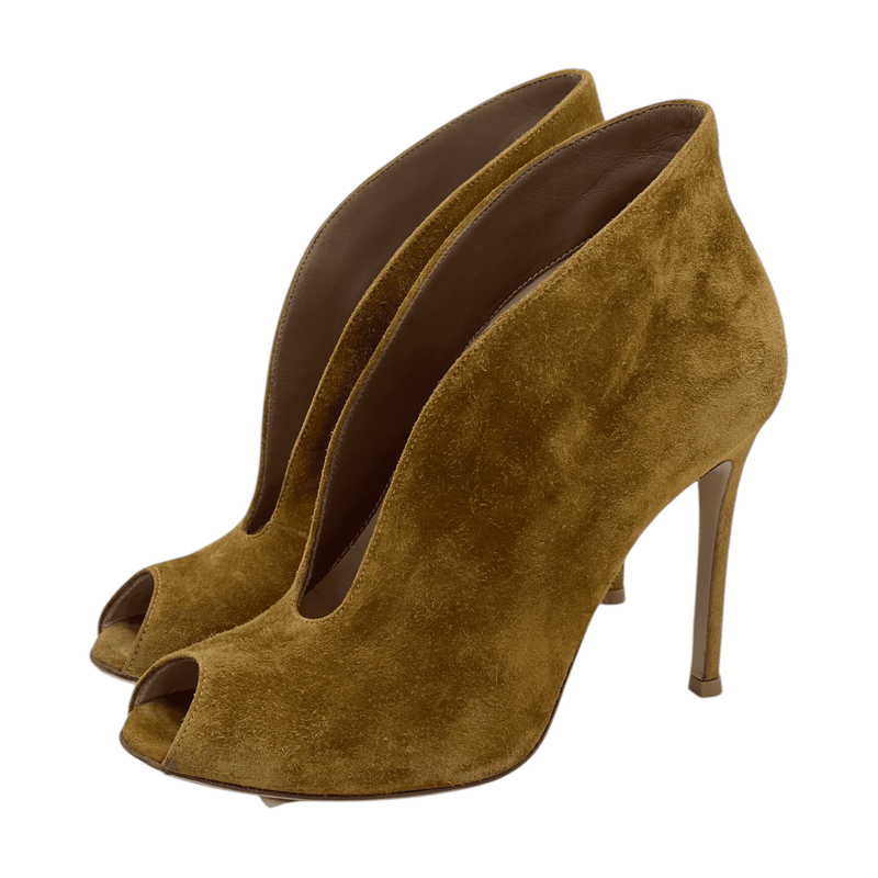 Gianvito Rossi Light Brown Suede Vamp Ankle Boots 36.5 - 1