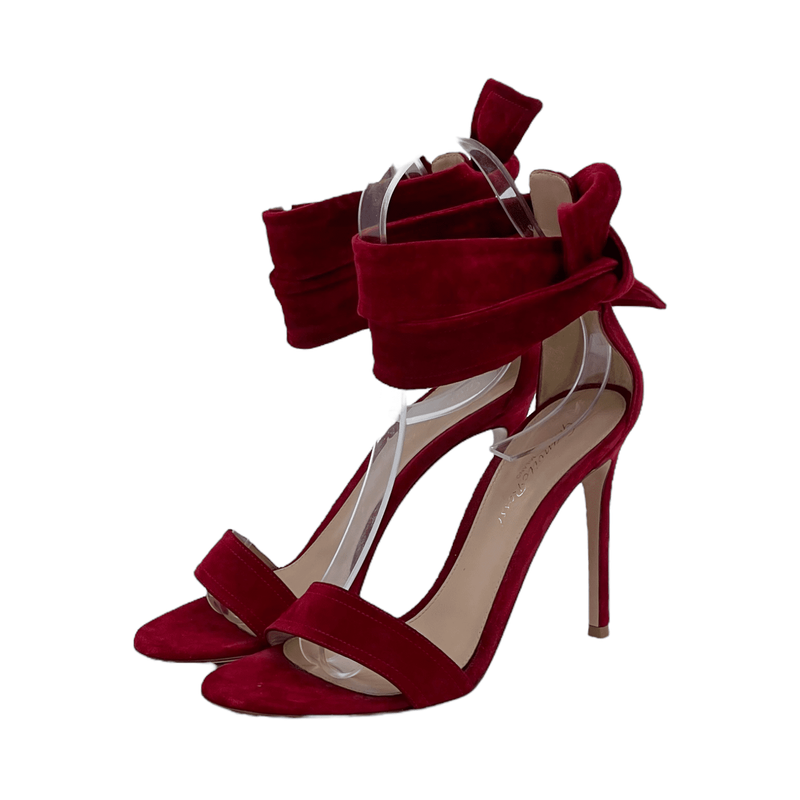 Gianvito Rossi Red Suede Beverly Heel Sandals 38 - 1