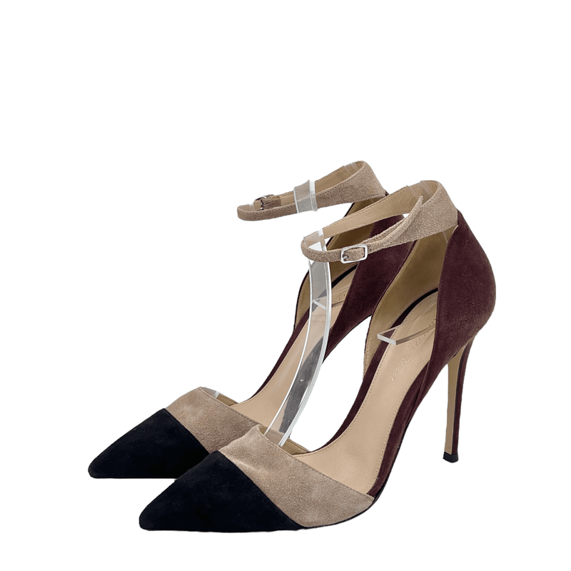 Gianvito Rossi Tricolor Suede Ankle Strap Pumps 39 - 1