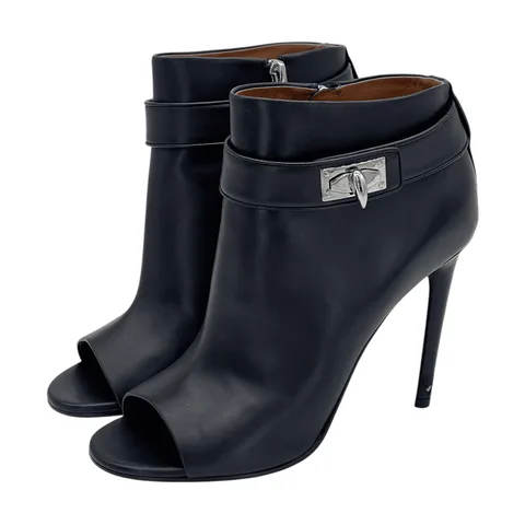 Givenchy Shark Lock Open Toe Black Ankle Boots 39