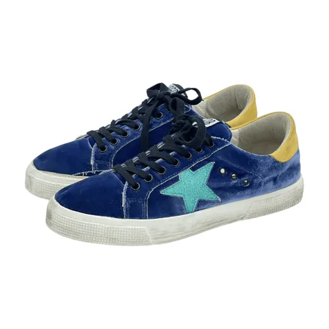Golden Goose Aqua Star Blue Velvet Yellow Sneakers 40
