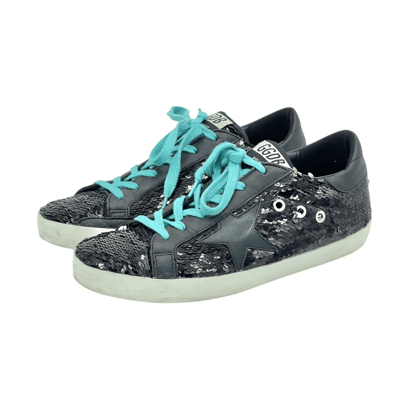 Golden Goose Black All Over Sequins Superstar Sneakers 38 - 1