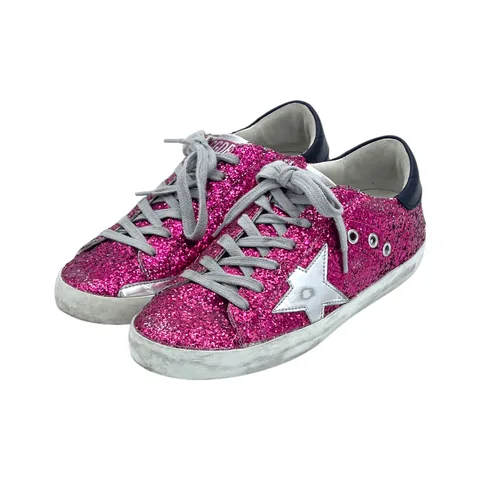 Golden Goose Fuchsia Glitter Silver Laminated Leather Star Sneakers 36 - 1