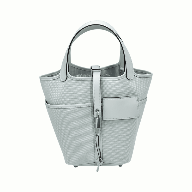 Hermes Toile Goeland Swift Leather Palladium Hardware Gris Platine Cargo Picotin 18 - 1