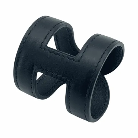 Hermes Black Swift Leather Ano Cuff Bracelet - 1
