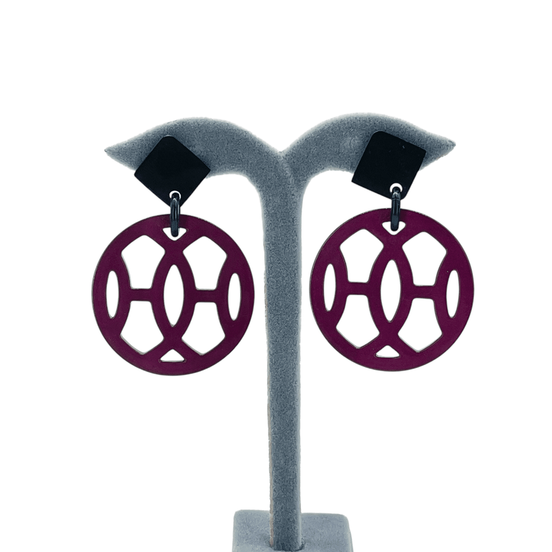 Hermes Burgundy Horn Hava Earrings - 1