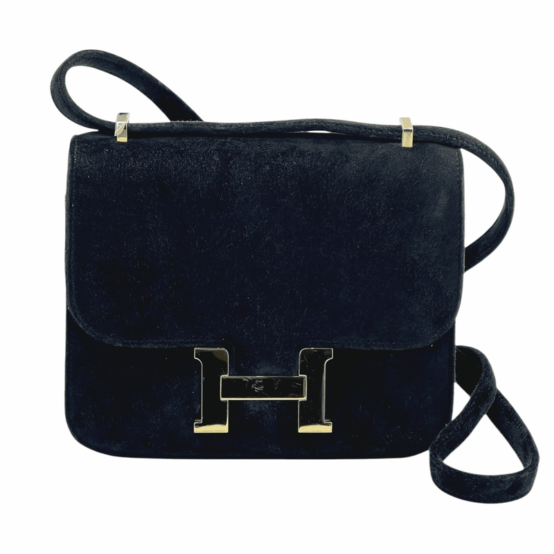 Hermes Doblis Suede Noir Gold Hardware Constance 18 - 1
