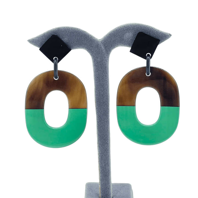 Hermes Green Brown Isthme Earrings - 1